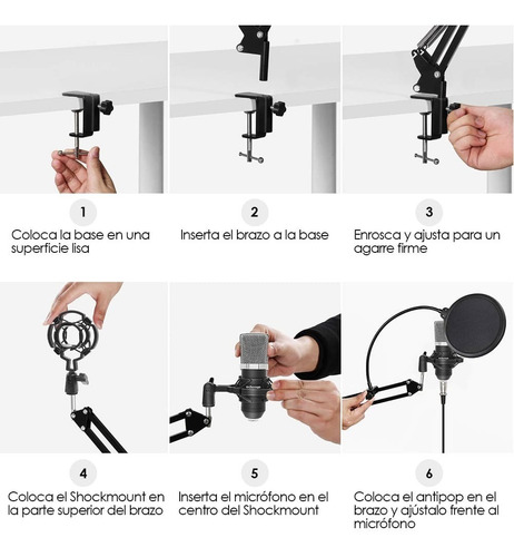 Micrófono Condensador Profesional Aux 3.5mm Antipop Redlemon