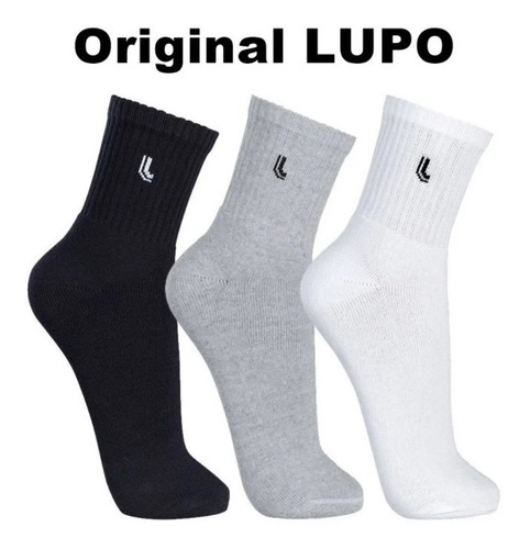 Imagem 6 de 10 de Kit 10 Pares Meia Lupo Masculina Cano Médio Algodão Original