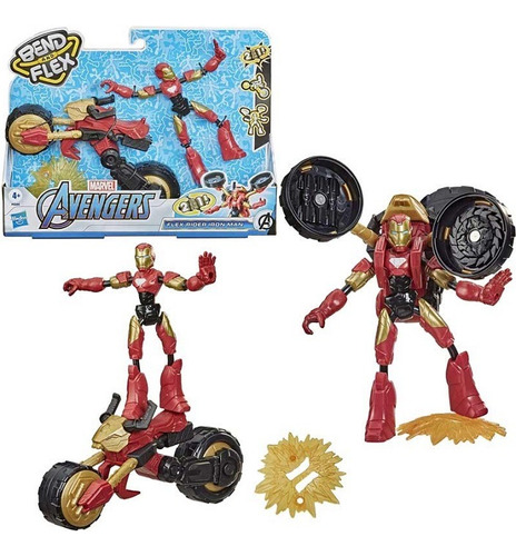Muñeco Y Moto De Marvel Avengers Iron Man Ben Flex 2 En 1   