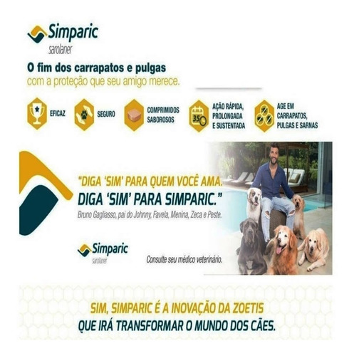 Simparic 20,1-40kg 3 Comprimidos Mastigáveis De 80mg P Cães