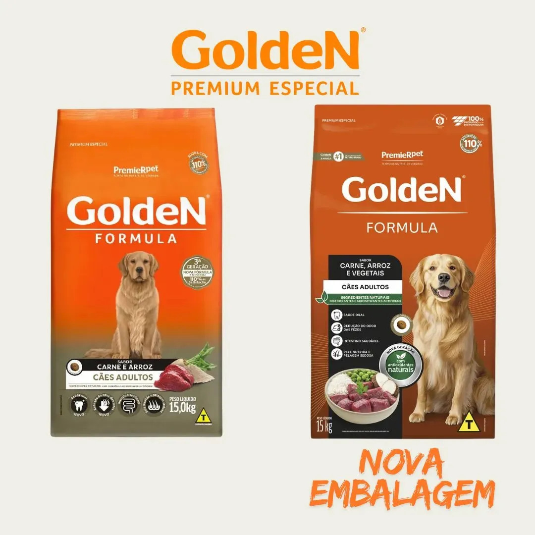 Ração Seca Golden Cães Adulto Carne e Arroz 15kg