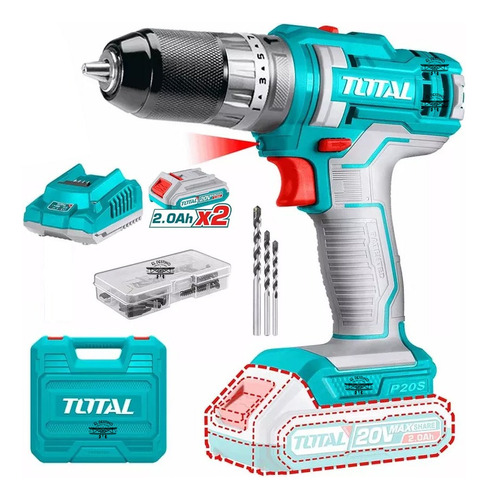 Taladro Atornillador Total 20v Tidli201452 Metalico C/valija