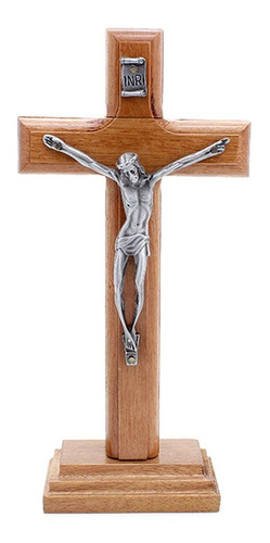 Crucifixo Madeira Mesa E Parede - Onix - 17cm