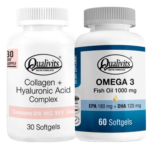 Colágeno Marino Ácido Hialurónico + Omega 3 60cap Qualivits