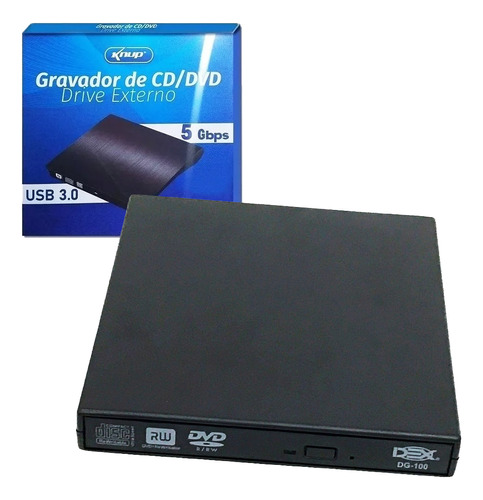 Dex Drive Externo Slim Usb Gravador leitor Preto  USB