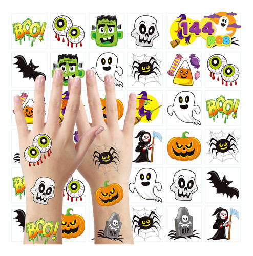 Joyin 144 Tatuajes Temporales De Halloween, 12 Disenos Imper