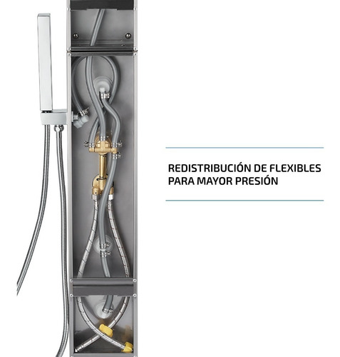 Imagen 7 de 10 de Columna De Ducha Con Hidromasaje Jets Acero Duchador Mano