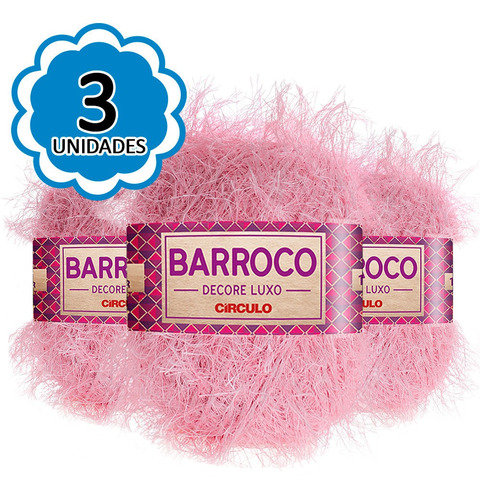 Imagem 1 de 1 de Kit 3 Barbante Barroco Decore Luxo - Cor 3526 Rosa Candy