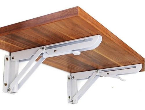 Imagen 2 de 7 de Mensula Mesa Rebatible Par 34 Cm Blanco 80kg Reforzada Mr112