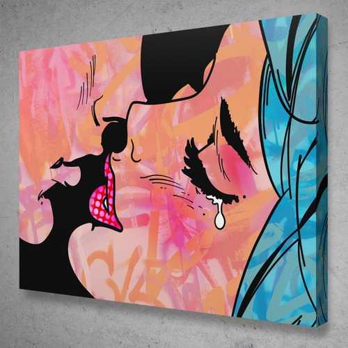 Imagen 2 de 9 de Cuadro-beso Despedida-decorativo-moderno-ultra Hd 100x70cm.