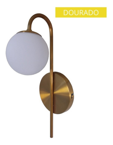 Luminária Arandela Parede Globo Vidro Luxuosa 1640 Dourada Cor Dourado Bivolt