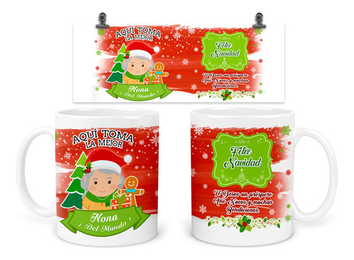 Taza 11 Oz Tan41. Navidad Intercambio. Aquí Toma: Abuela