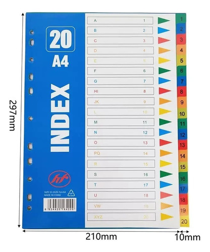 Pack 12 Set Separadores Archivo Oficio 12 Colores