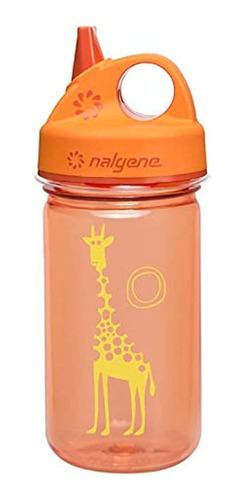 Botella Nalgene Grip 'n Gulp, Orange Giraffe, 12oz