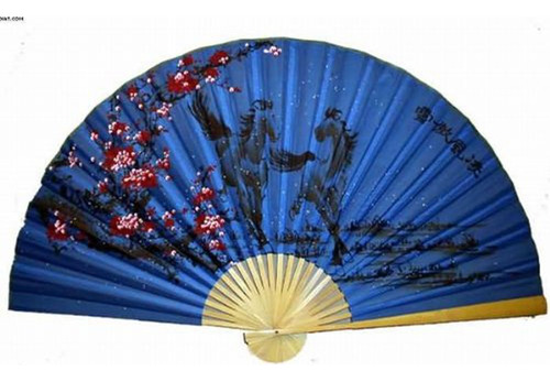  Classic 35  Oriental Feng Shui Wall Fan-blue Horses 