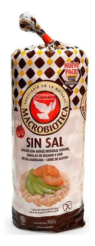 Macrobioticas Galletas De Arroz Integral Sin Sal Sesamo 102g