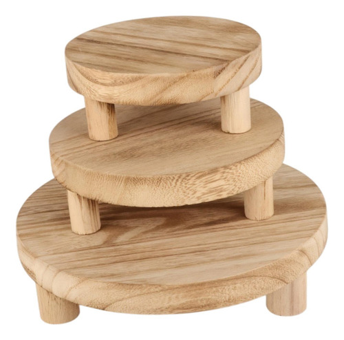 3 Piezas Pedestal De Madera Redonda Pedestal Pastel De