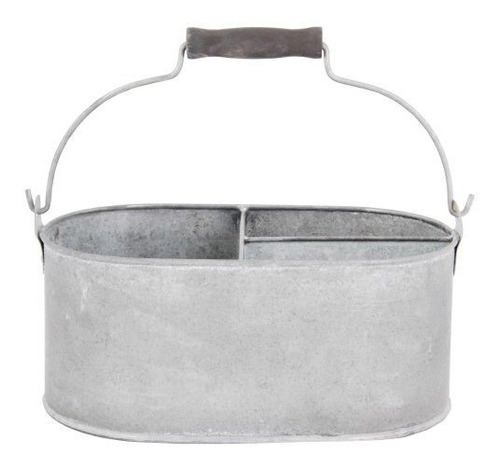 Esschert Diseño Viejo Zinc Oval Cubo Con 3 Compartimentos, P