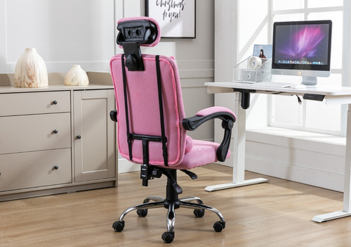 Silla De Escritorio Starway Home Deco Wl 01 Ergonómica Rosa Con Tapizado De Mesh