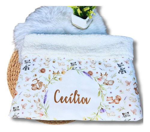 Manta Personalizada Para Bebê + Touca - Com Nome! Cor Vermelho Personalizado