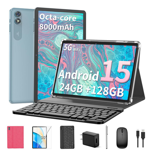 Tablet Reindoo, Android 15, 4+20gb/128gb, Con Teclado, Rosa