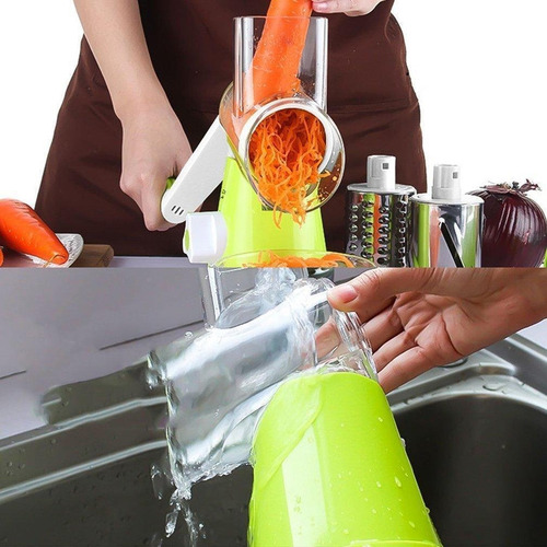 Imagem 6 de 10 de Ralador De Legumes Queijo Fatiador Espiral Processador 3 Lâminas Slicer Round Tabletop Drum Grater 3em1