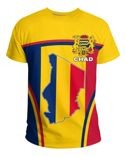 Camiseta De Manga Corta Con Estampado 3d De La Bandera Chad
