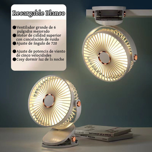 Ventilador Portátil Con Luz Y 5 Velocidades