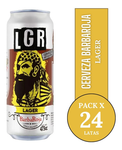 Cerveza Barba Roja Lager Pack X 24 Latas 473ml.