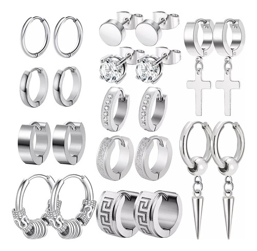 Pendientes Para Hombre, 11 Pares De Joyas Huggie De Acero In