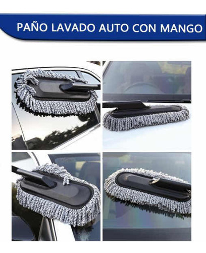 Cepillo Lavar Auto Con Mango Paño Microfibra