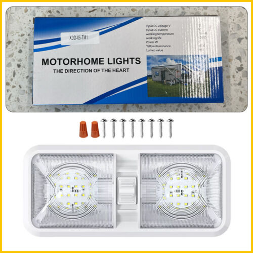 1pc Rv Led 12v Ceiling Fixture Double Dome For Light Cam Bbv