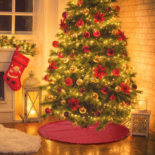 Árbol De Navidad Rojo Faldas Decoración De Navidad