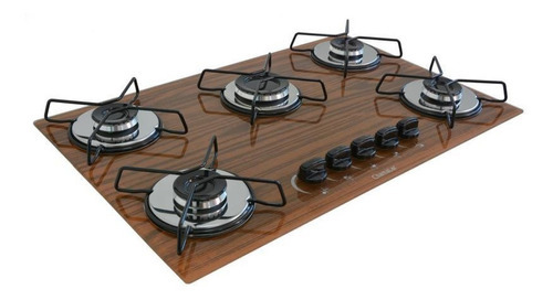 Fogão Cooktop Chamalar 5 Bocas Ultra Chama-amadeirado Escuro Cor Marrom Voltagem Bivolt