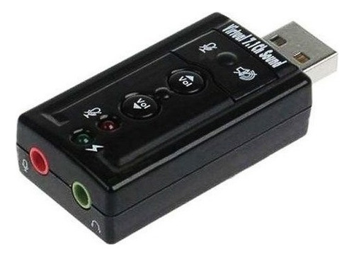 Tarjeta de sonido: adaptador de audio USB 7.1 C/P2 para ordenador portátil, color negro