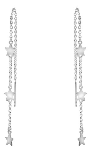 Aros De Plata 925 Estilo Cadenas Con Estrellas