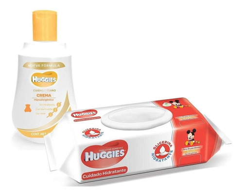 Duo Pack Huggies C C Crema 250ml Toallas Humedas 80 Pzas