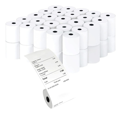 50 Rollos Papel Térmico 57x40 Impresora Miniprinter 58mm