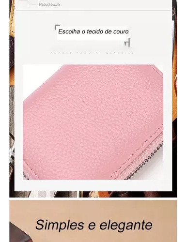 Tarjetero Portátil Con Cremallera Rfid Gran Capacidad