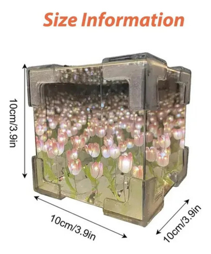 Lámpara De Tulipanes Infinitos Cubo Espejo Para Armar Naranja Claro Plateado