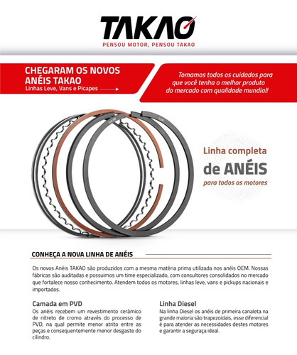 Jogo Aneis De Segmento 1mm Honda Fit Lx Lxl 1.4 L13a4 Takao