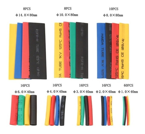 Imagen 2 de 4 de Kit 164pz Tubos Termocontraible Diferentes Colores Y Tamaños