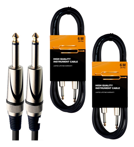 Pack X2 Cable Plug 1/4 Mono Guitarra Bajo - 6 Metros