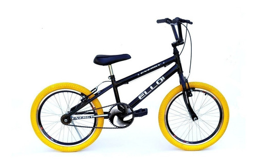Bicicleta  bmx freestyle infantil Ello Bike Energy aro 20 freios v-brakes cor preto/amarelo com descanso lateral