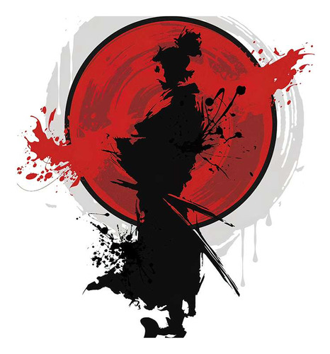 Vinilo 30x30cm Samurai Legendario Japon Katana Espada P4