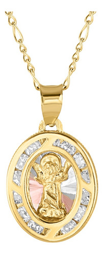 Medalla Para Bautizo Divino Niño Cadena 3x1 Oro 10 Kilates