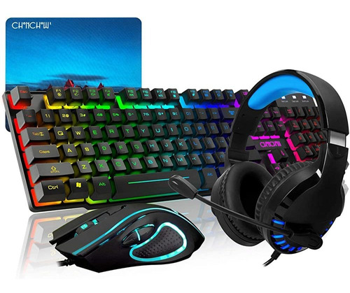 Chonchow Gaming Keyboard Mouse Mousepad Combo De Auriculares