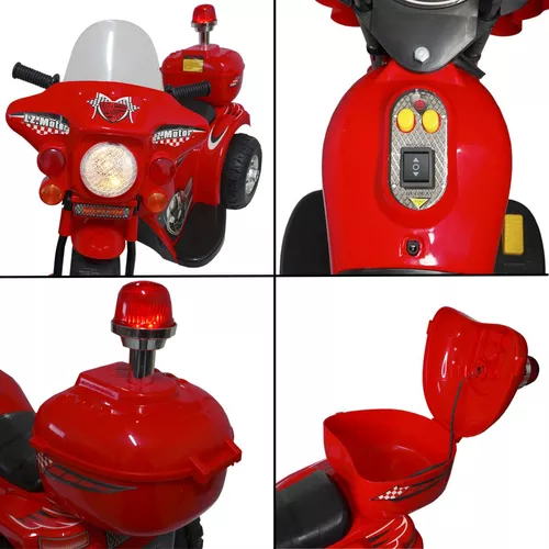 Mini Moto Eletrica Infantil Triciclo Criança Barato Vermelha