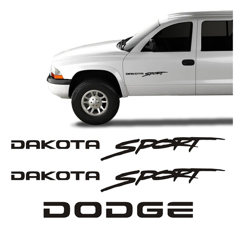 Kit Adesivos Dakota Sport Dodge Emblemas Laterais E Traseiro