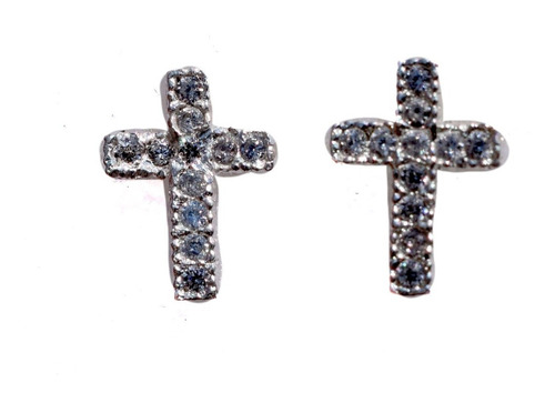 Mini Cruz Aretes Plata 925 Cruces Zirconias Broqueles